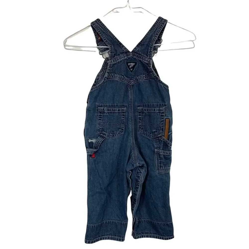 Vintage OshKosh B'Gosh Denim Overalls Tool Embroidery Size 18 Months